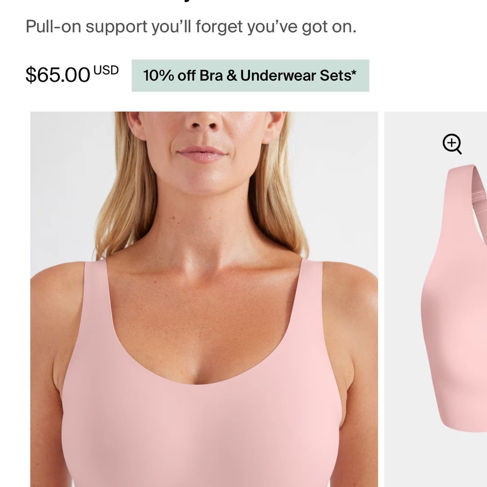 Knix Pink Seamless Bra with Wide Straps